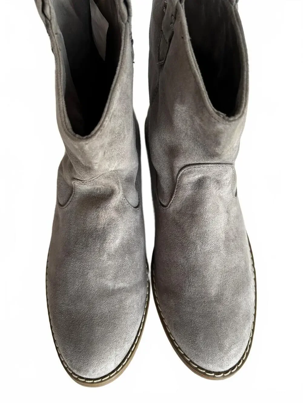 New Old Navy Grey Faux Suede Pull On Ankle Boots Women's Size 8